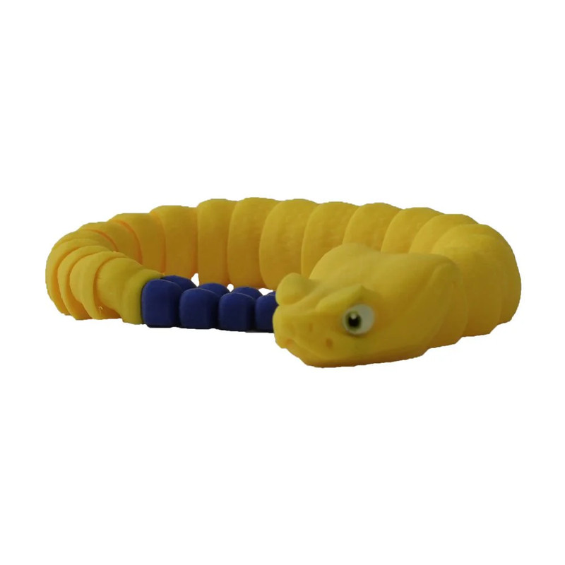 3D Station 3D Printed Mini Snake  - Matte Yellow & Blue  - مجسم ثلاثي الأبعاد